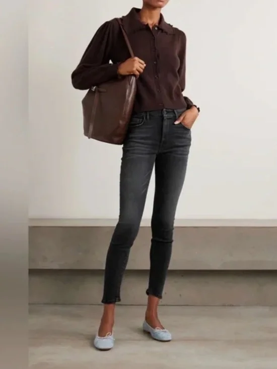 MOTHER sz 28 the looker black denim jeans mid rise skinny - Picture 1 of 7